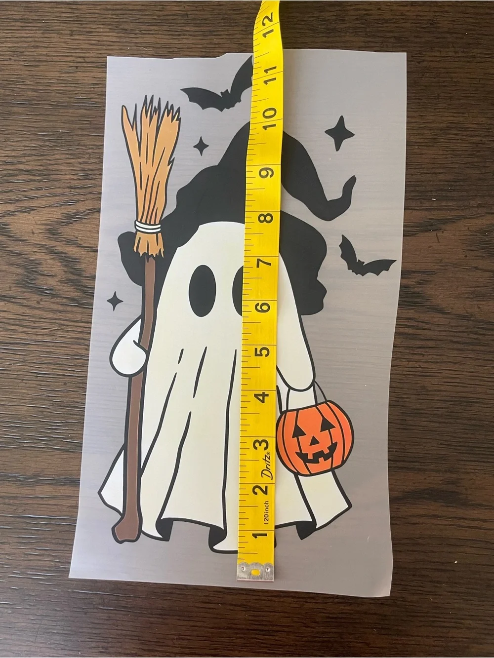 Kids Ghost Witch Halloween Costume Graphic Print – Cream, Black & Orange